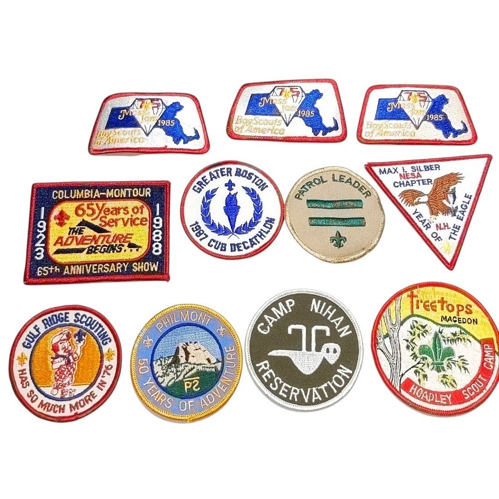 VTG Boy Scouts BSA Patches Lot 11 Philmont Camp Nihan Mass Jam 75th 1976-1988